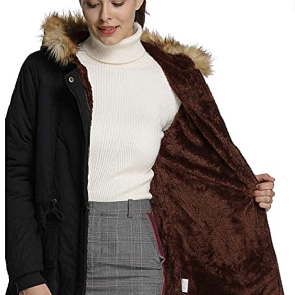 iloveSIA Women's Warm Winter Fur-lined Coat Parka Jacket Sm/Med - Picture 4 of 8